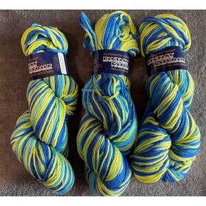 Plymouth Fantasy Naturale 9936 Yarn Blue Green Worsted 3 Skeins 100% Cotton